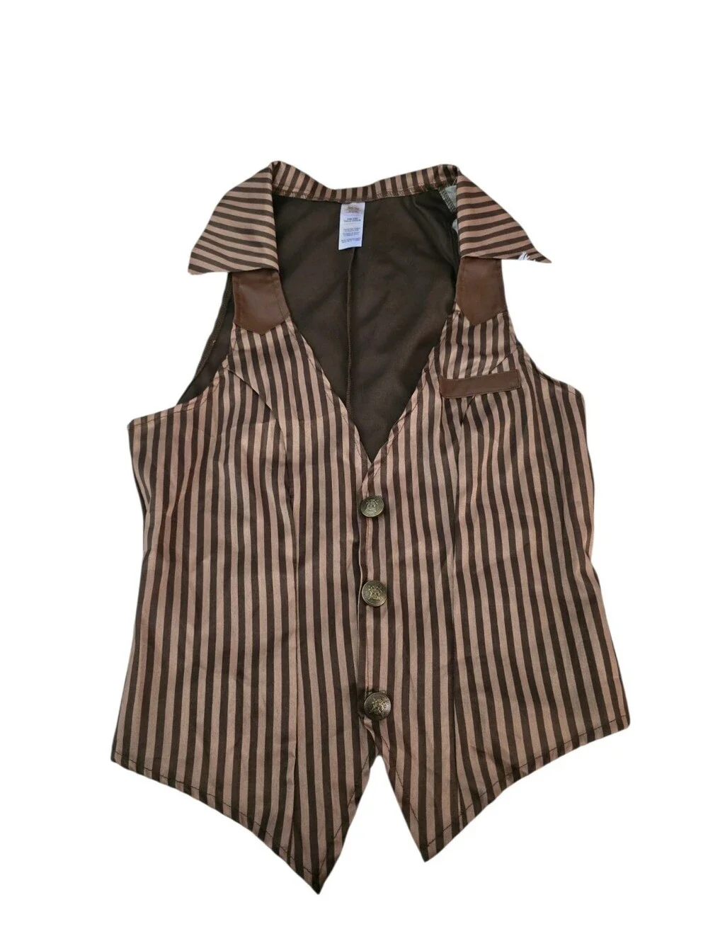 Steampunk Brown Striped Victorian Vest One Size Brass Buttons Cosplay Gothic